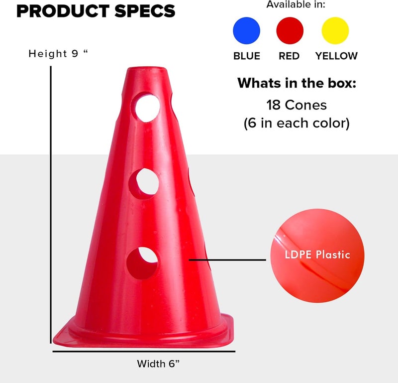 GSI Hurdle Training Cones | Multi Pack Sets | Dual Purpose Agility Cones with Holes | Ideal for Soccer, Kids, Dog, and Sports Training - Image 5
